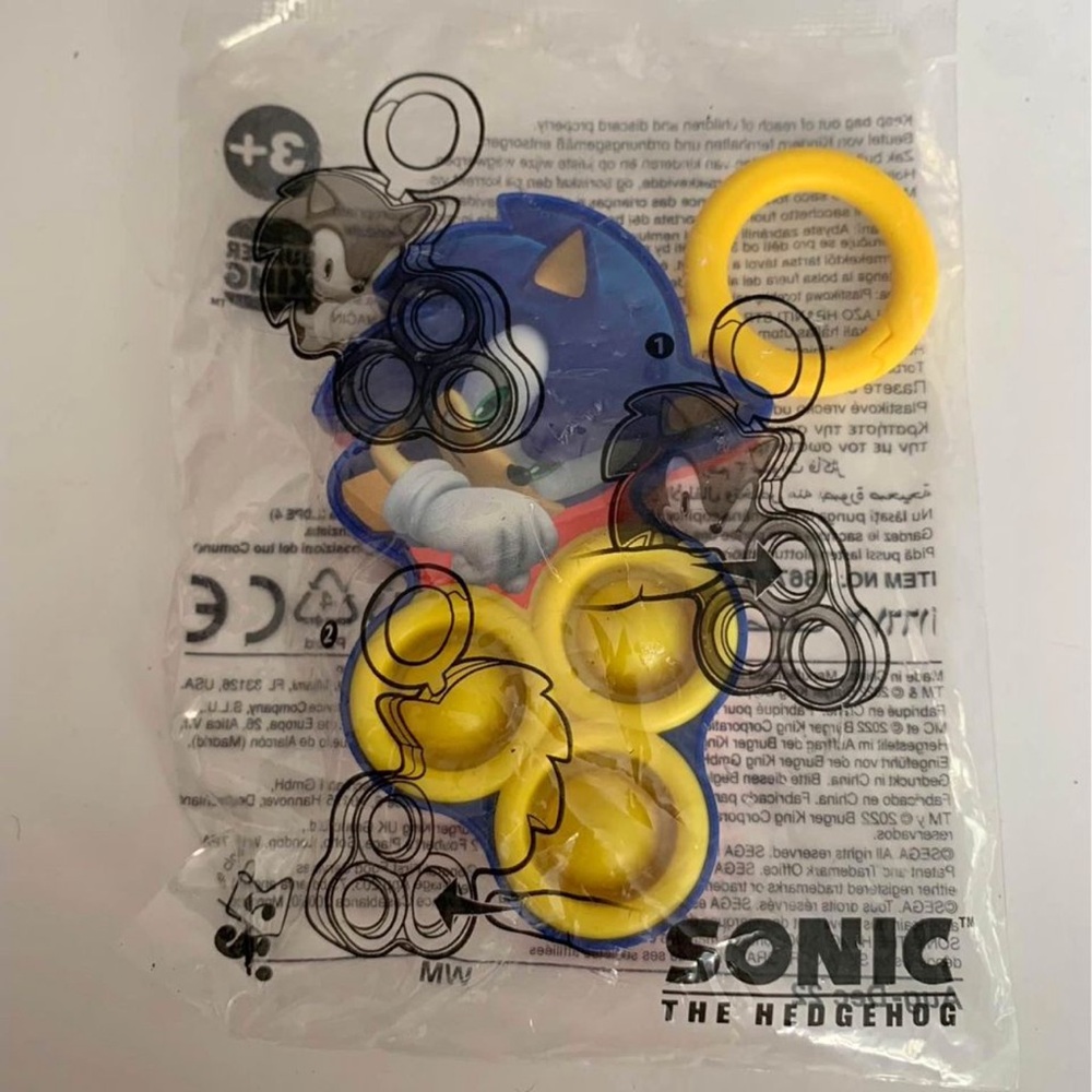 2022 Burger King SONIC THE HEDGEHOG BUBBLE POP BACK PACK CLIP ON Toy  BRAND NEW
